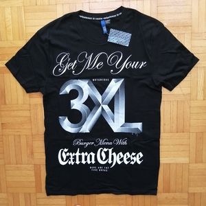 Extra Cheese Black T-shirt XS NWT